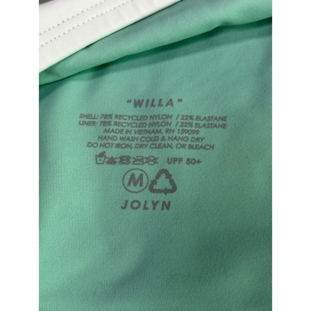 Jolyn Willa One Shoulder Bikini Top White Green Athletic Swimwear Size M UPF 50+ - Picture 5 of 5